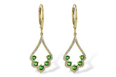 14KT Yellow Gold Green Garnet Leverback Earrings